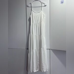 Elegant White Spaghetti Strap Maxi Dress